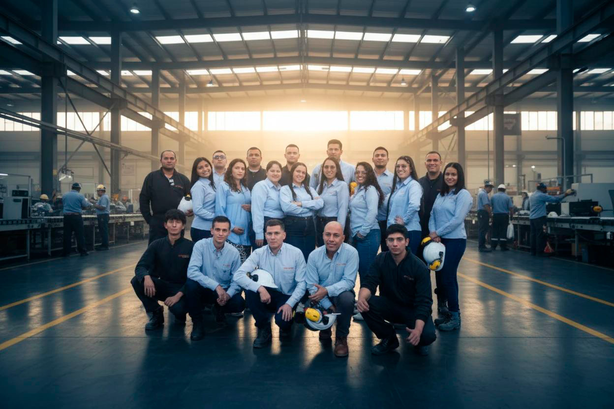 Equipo completo de colaboradores de INTERCOM TC en sus instalaciones